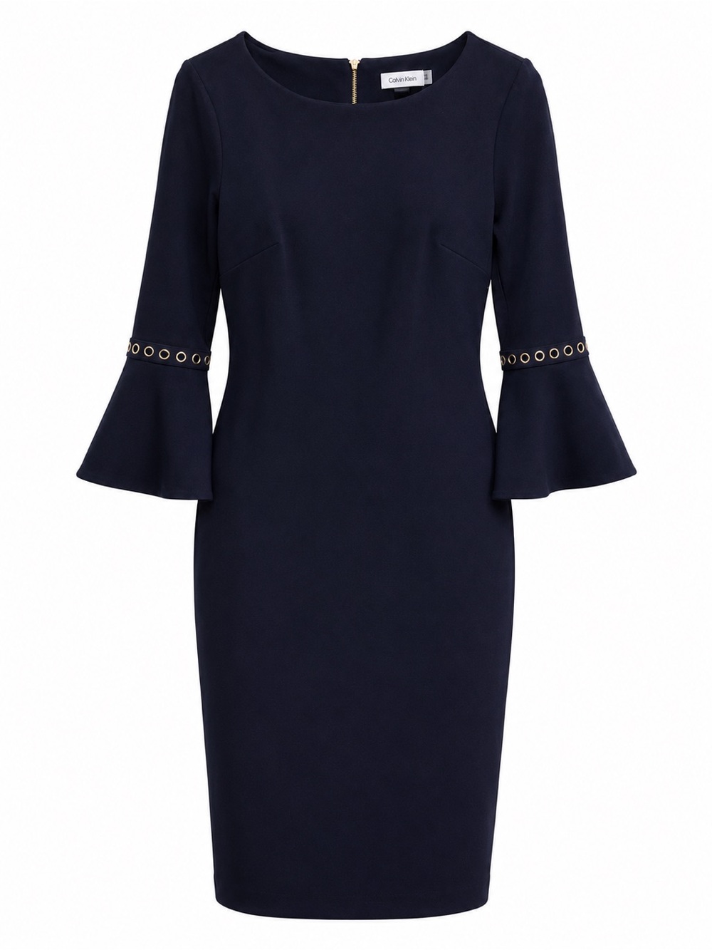 Calvin Klein Navy Bell Sleeve Sheath Dress – Size 6